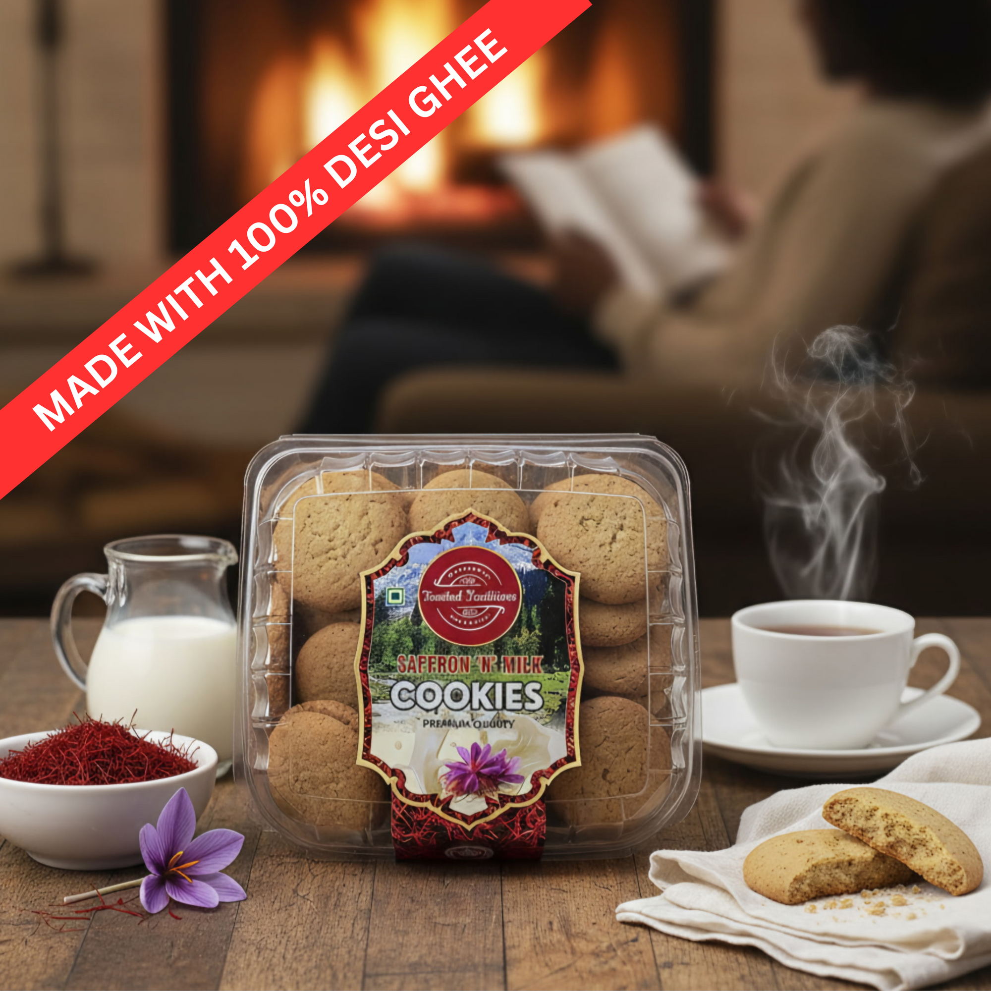 Desi Ghee Saffron N' Milk Cookies